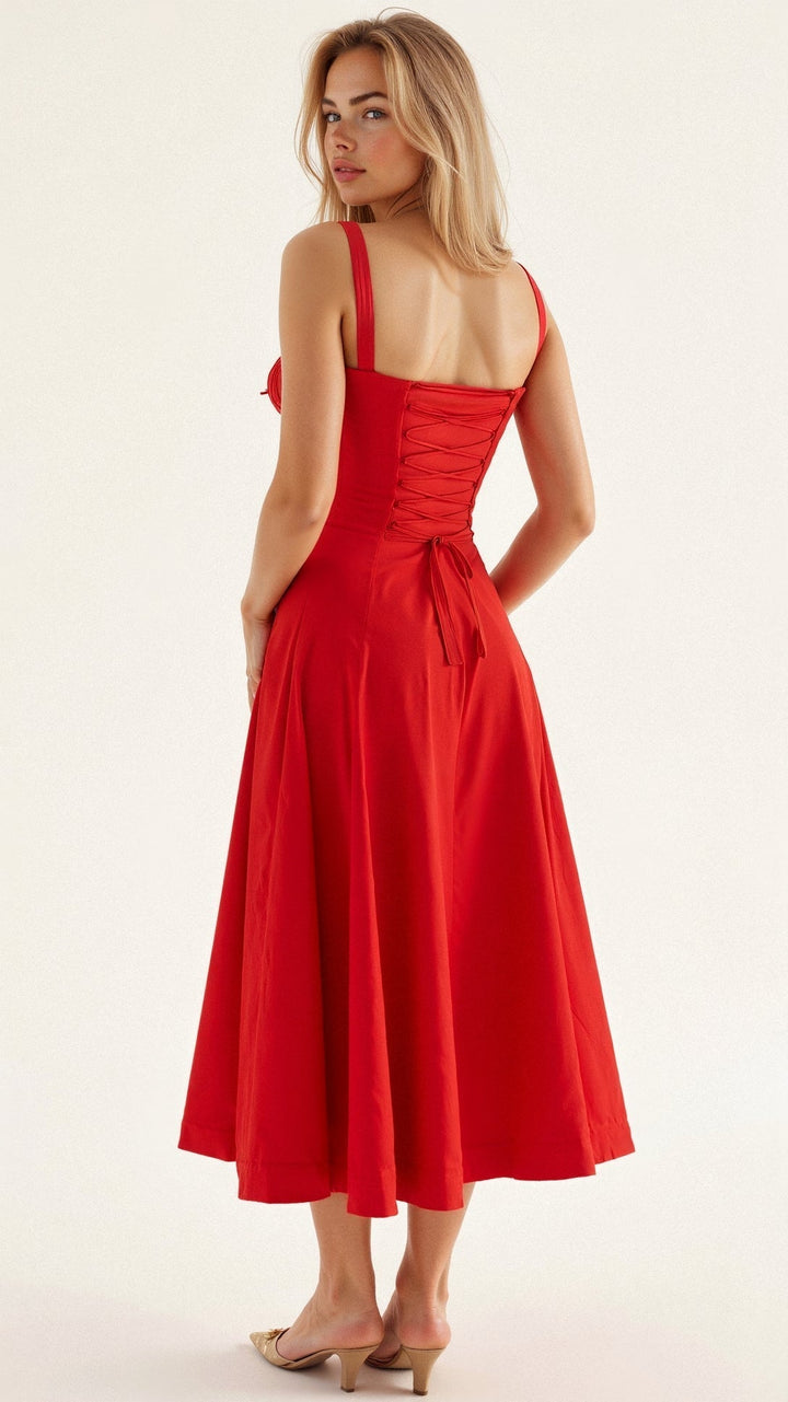 Floral Chic Corset Midi Dress
