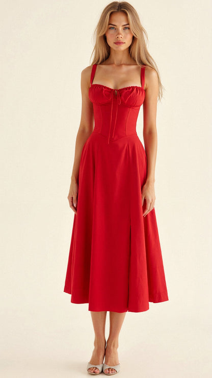 Floral Chic Corset Midi Dress