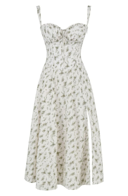 Floral Chic Corset Midi Dress