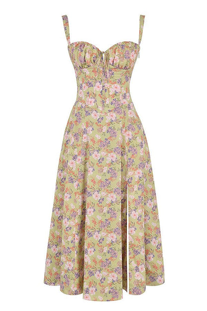 Floral Chic Corset Midi Dress