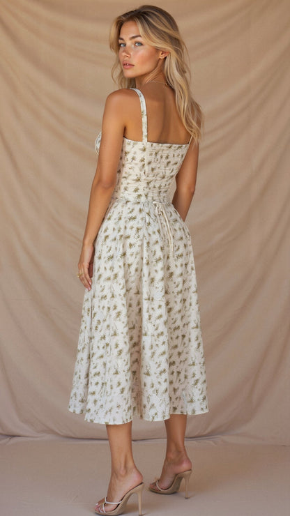 Floral Chic Corset Midi Dress