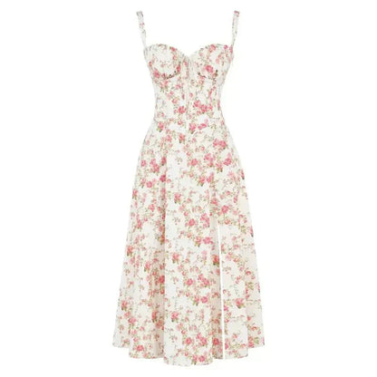 Floral Chic Corset Midi Dress