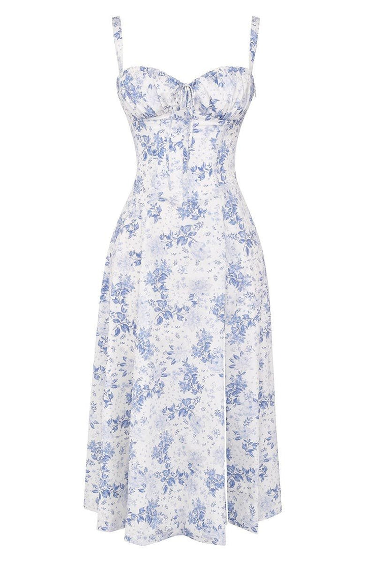 Floral Chic Corset Midi Dress