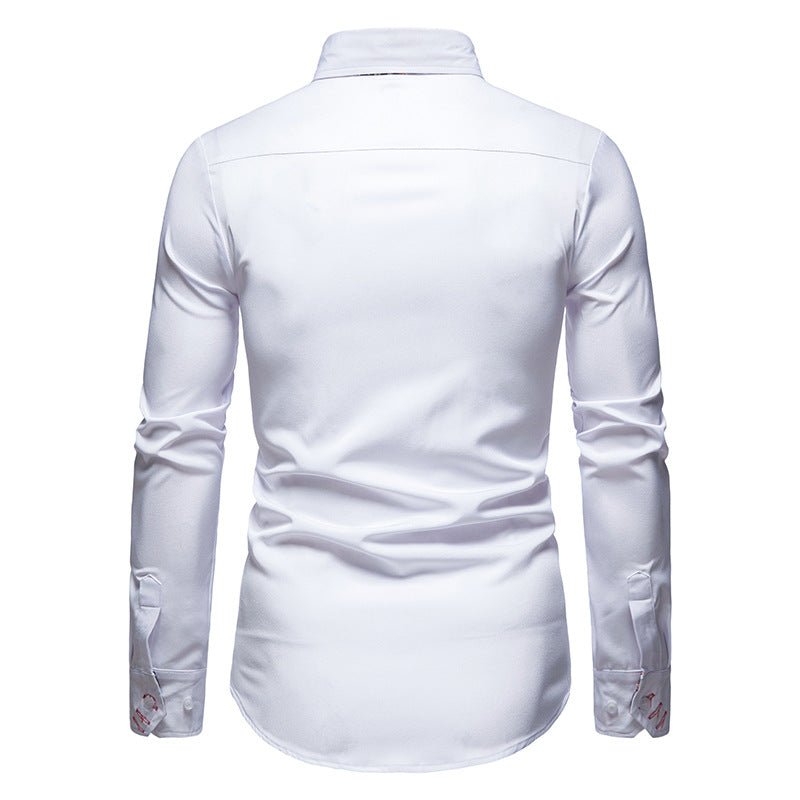 Camisa Blanca de Hombre con Estilo y Puños Florales