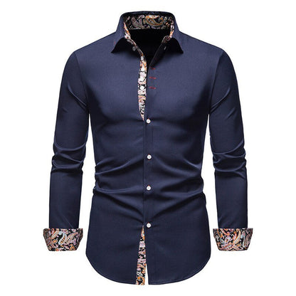 Camisa Blanca de Hombre con Estilo y Puños Florales