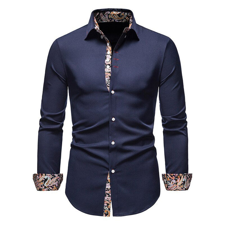Men’s Stylish White Shirt with Floral Cuffs
