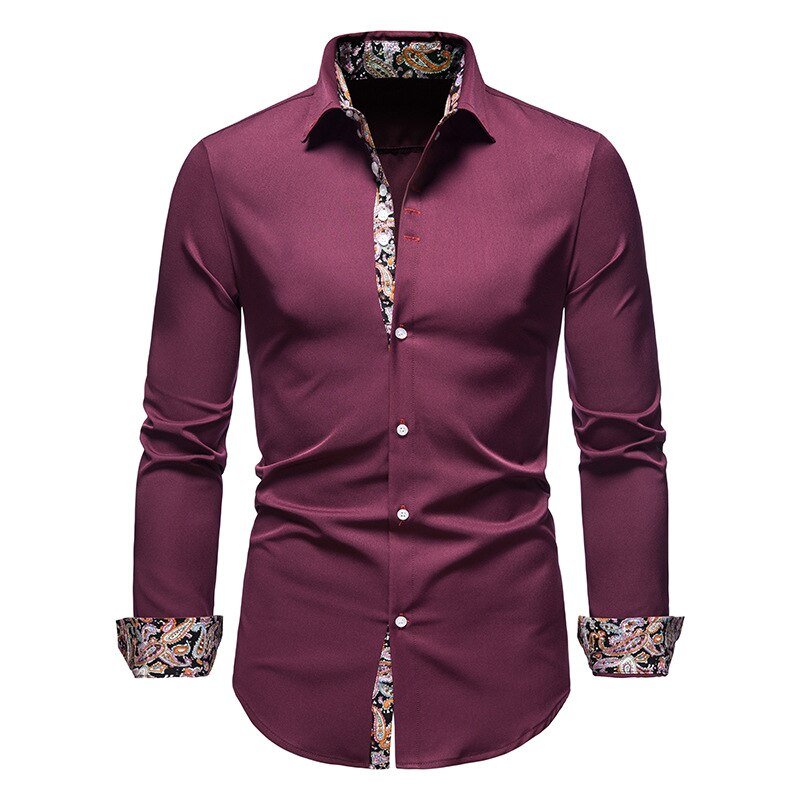 Men’s Stylish White Shirt with Floral Cuffs
