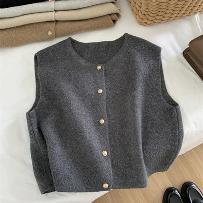 Chaleco casual sin mangas con botones para mujer