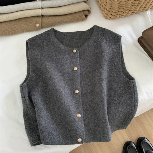 Chaleco casual sin mangas con botones para mujer