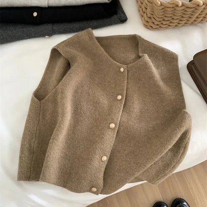 Chaleco casual sin mangas con botones para mujer