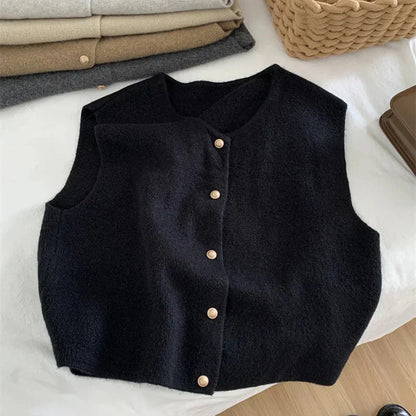 Chaleco casual sin mangas con botones para mujer