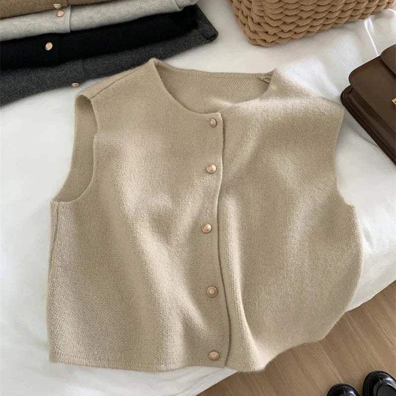 Chaleco casual sin mangas con botones para mujer