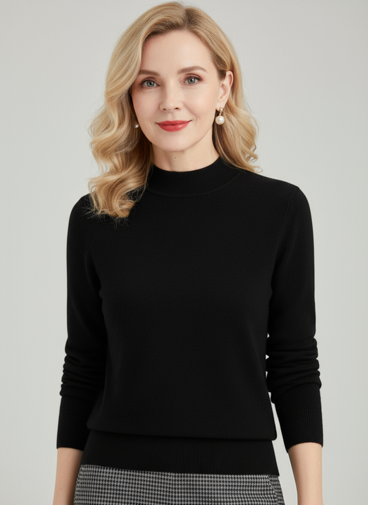 Comfortable Wool Sweater with High Collar