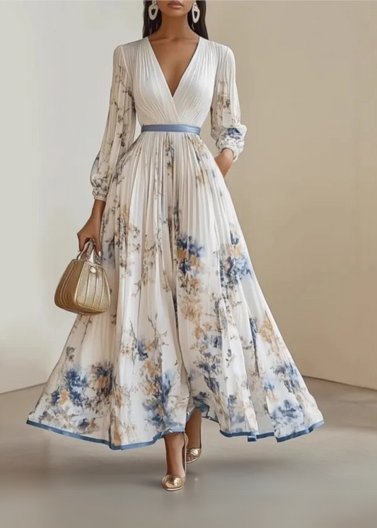 Paz | Timeless Floral Pleated Maxi Dress