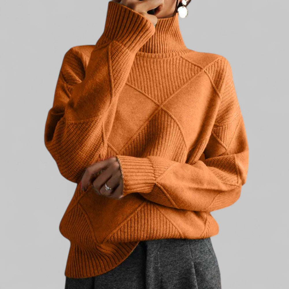 Women’s Winter Oversized Patterned Turtlenecks Sweater