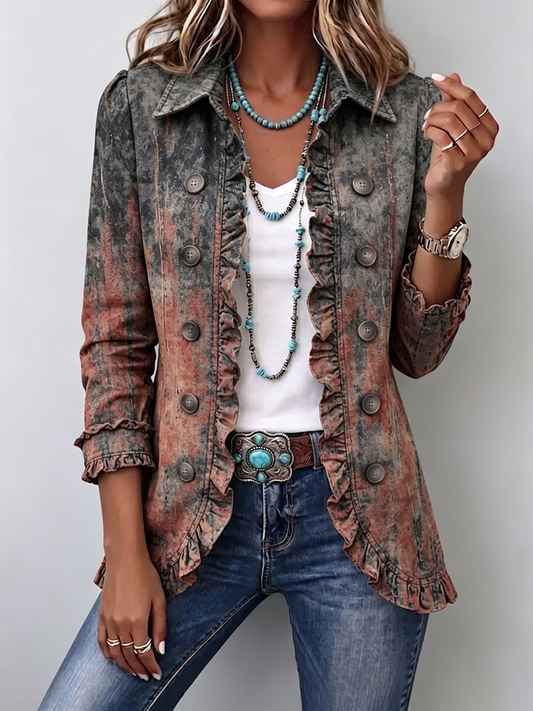 Benita | Textured Ombré Ruffle Jacket