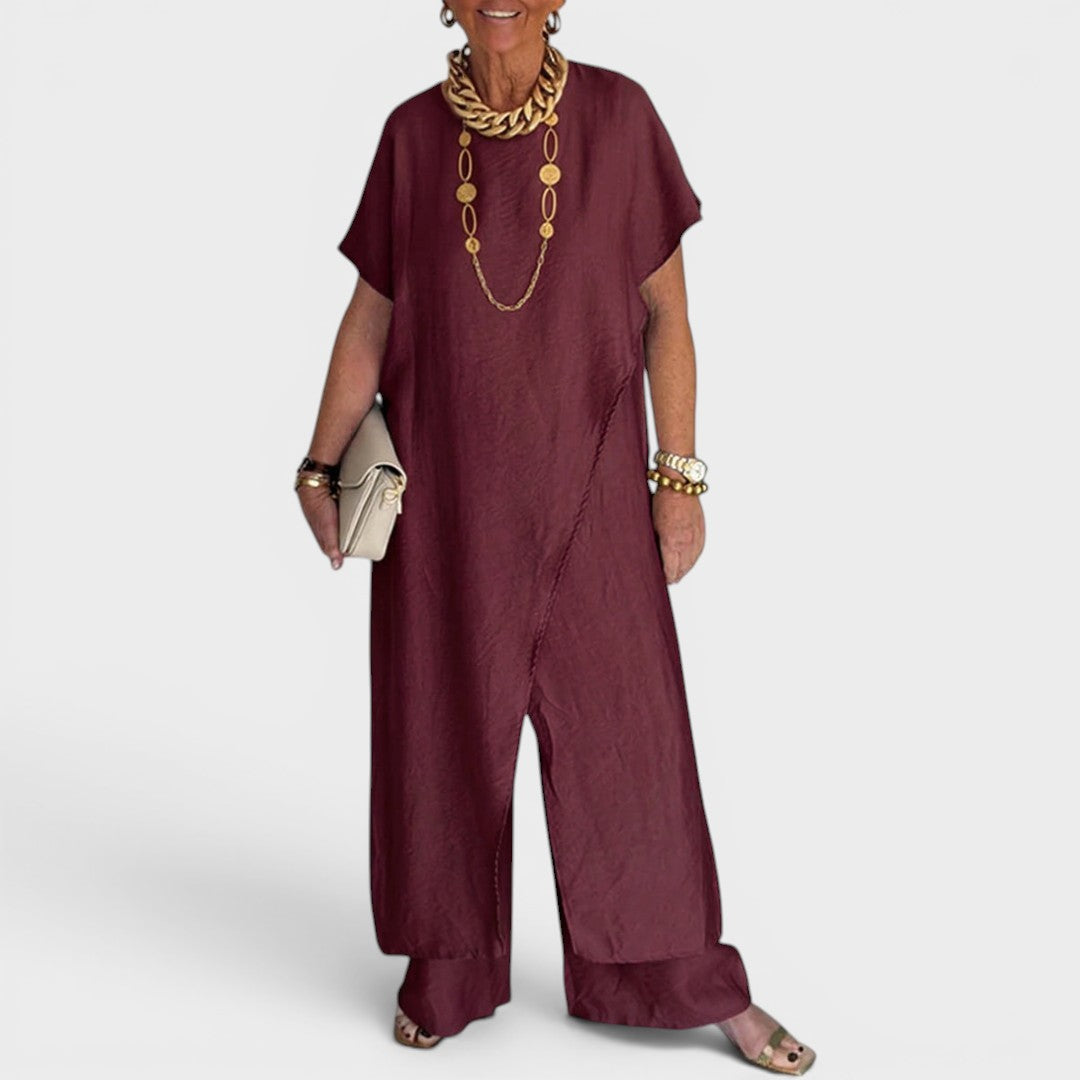 Roseth - Set of Tunic in Layered Look and Wide Pants