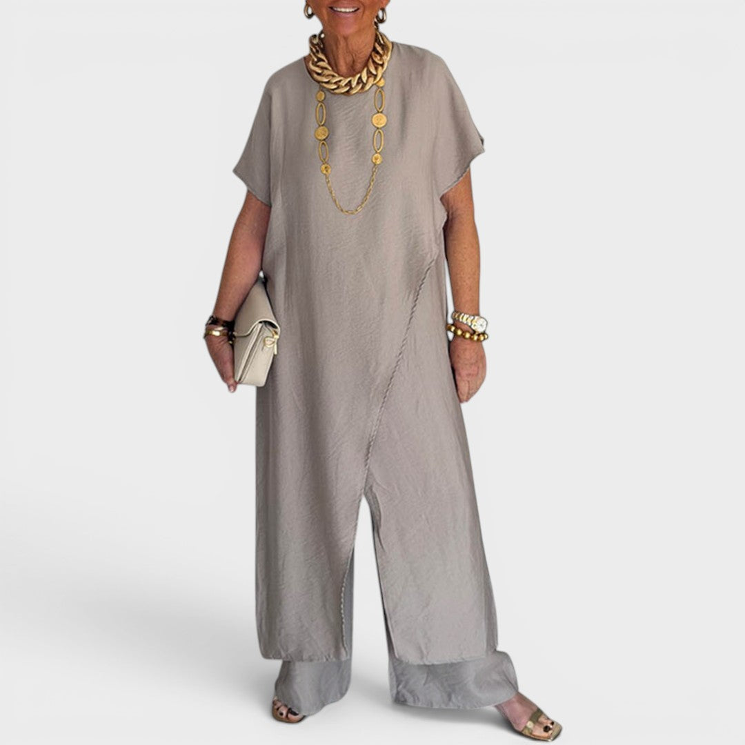 Roseth - Set of Tunic in Layered Look and Wide Pants