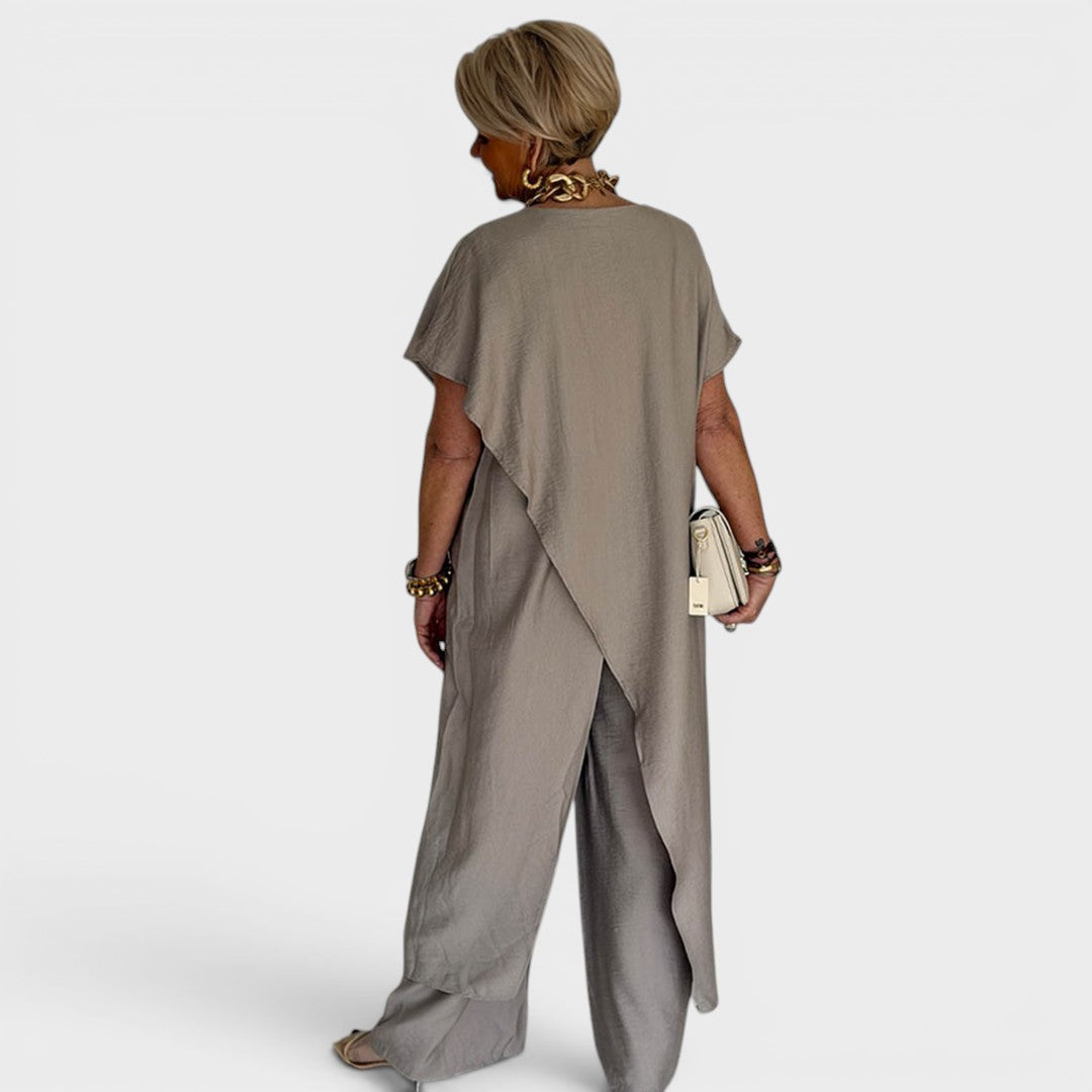 Roseth - Set of Tunic in Layered Look and Wide Pants