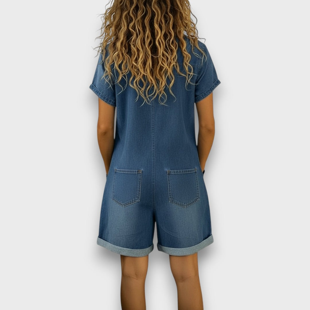 Joan | Vintage short overalls with denim look