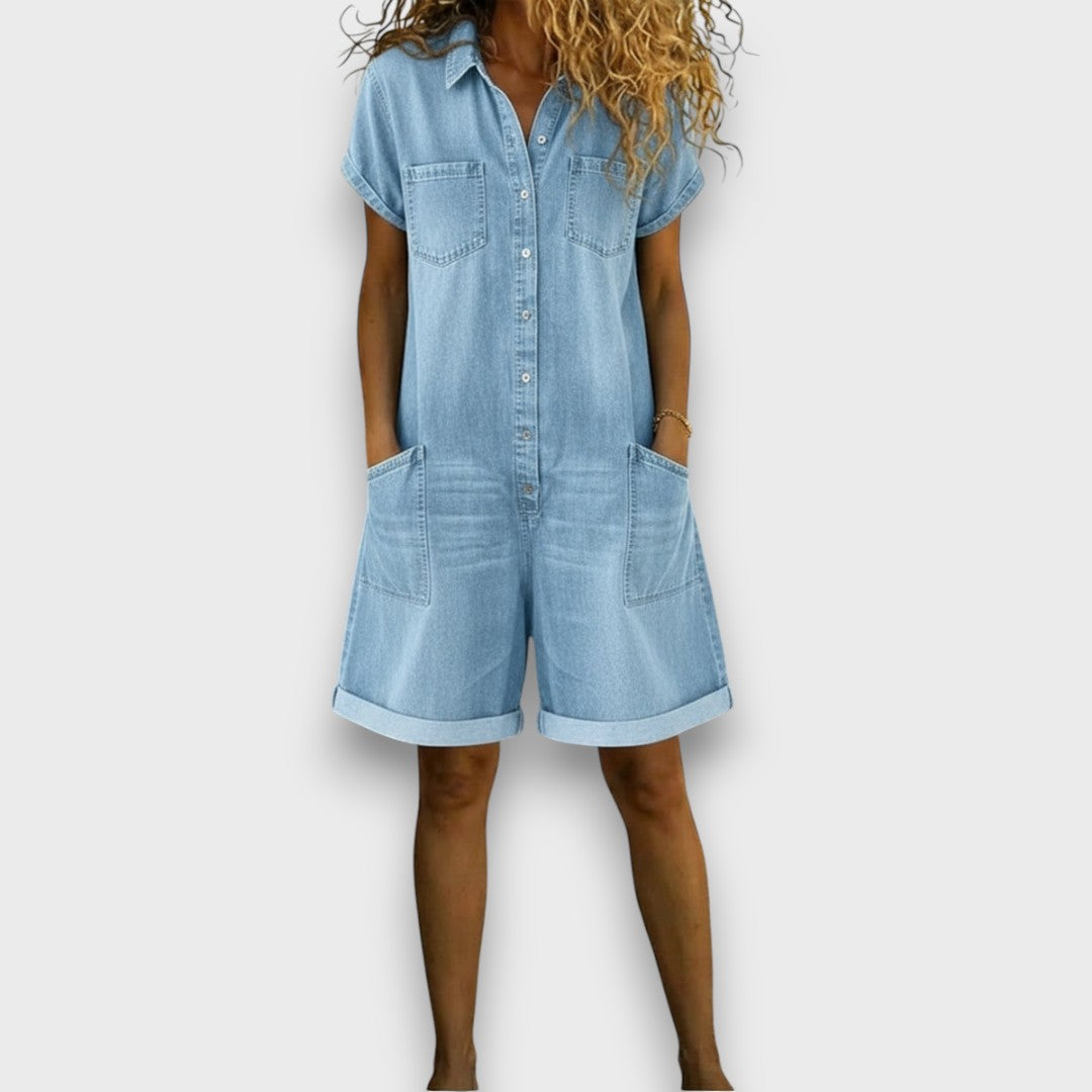 Joan | Vintage short overalls with denim look