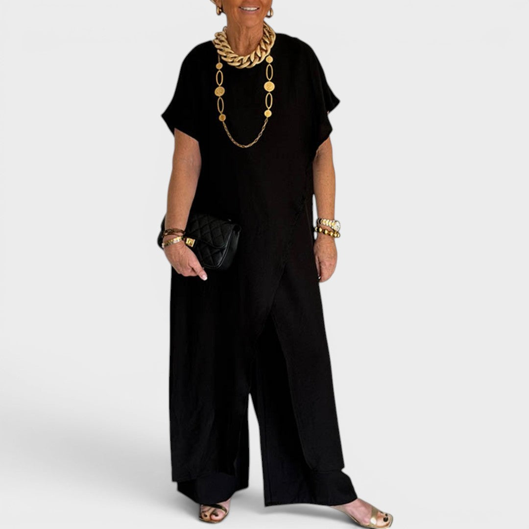 Roseth - Set of Tunic in Layered Look and Wide Pants