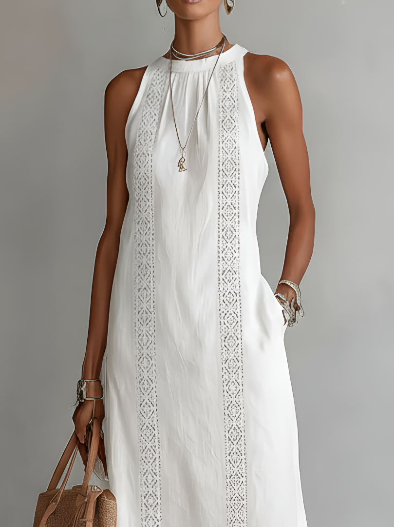 Jimena | Linen Midi Dresses with Collar