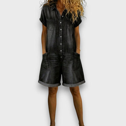 Joan | Vintage short overalls with denim look