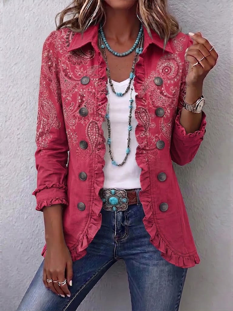 Adoración | Pink Cashmere Ruffle Jacket