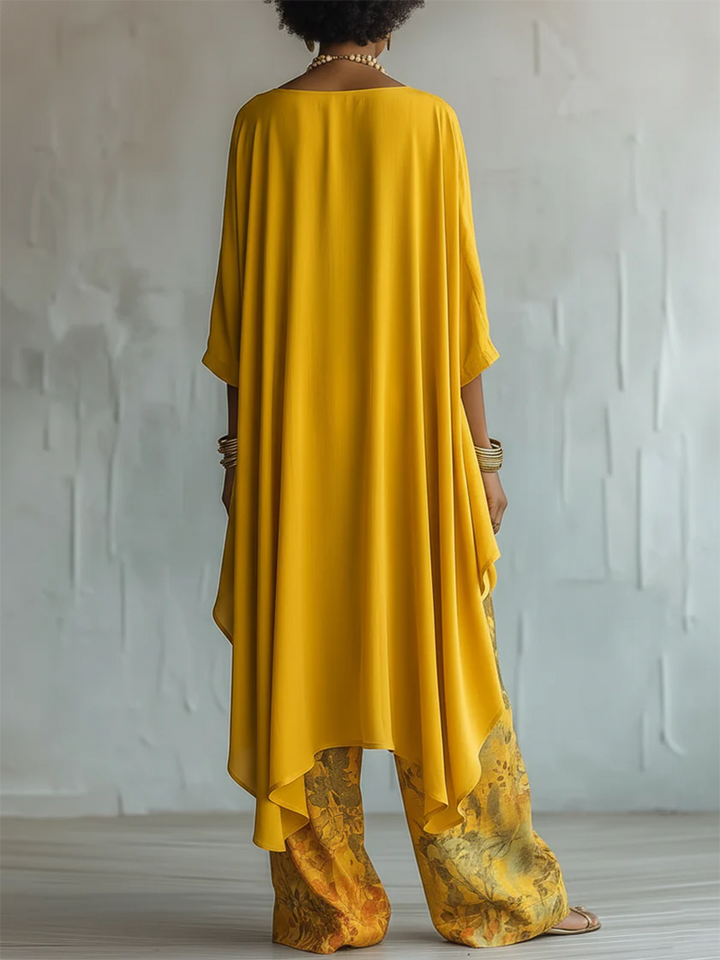 Zafira - Conjunto de Túnica Fluida y Pantalones Estampados de Pierna Ancha