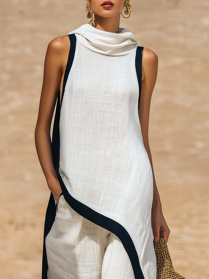 Marisol | Sleeveless Top & Wide-Leg Pants Two-Piece Set, Polyester Blend
