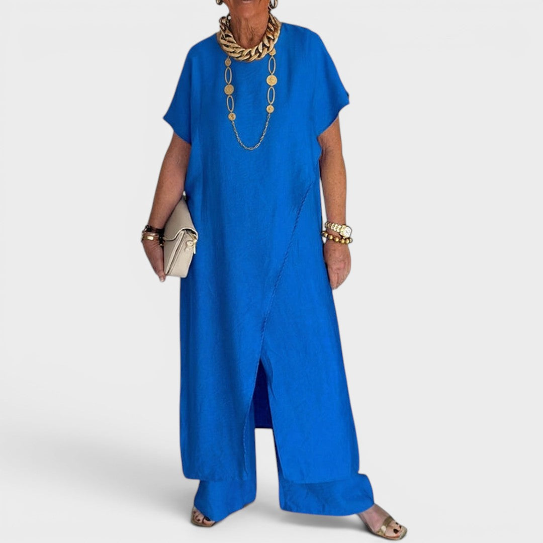 Roseth - Set of Tunic in Layered Look and Wide Pants