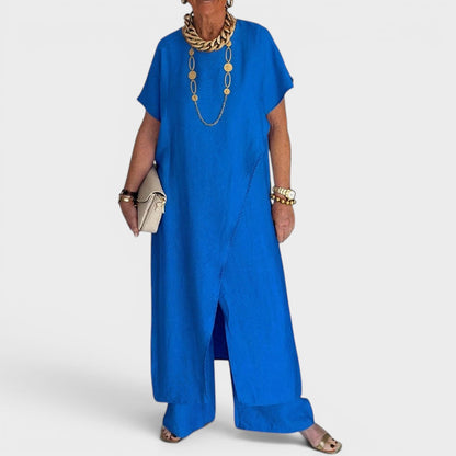 Roseth - Set of Tunic in Layered Look and Wide Pants