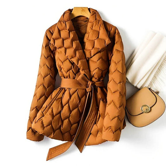 Women’s Quilted Belted Winter Puffer Coat