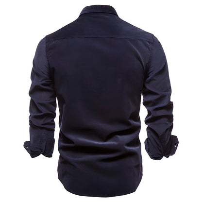 Camisa de manga larga informal estilo militar para hombre