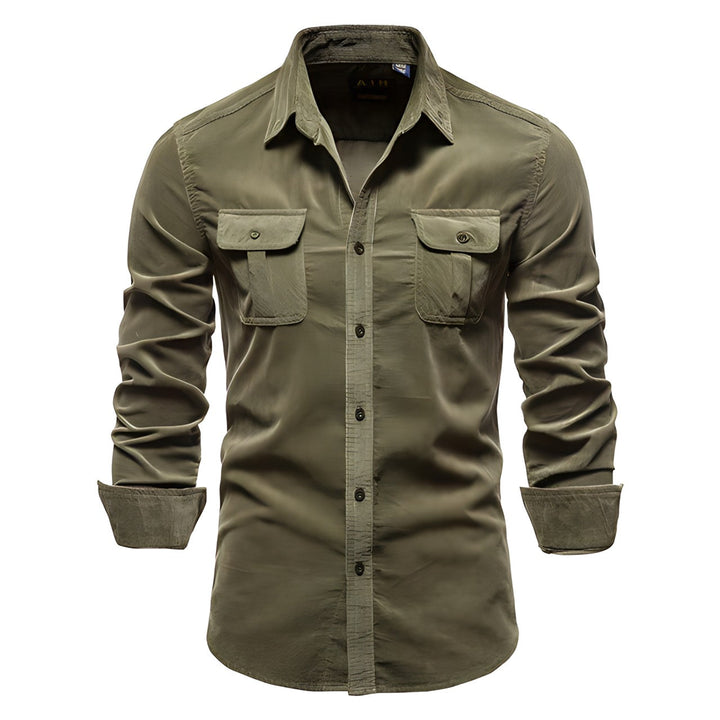Men’s Casual Military Style Long Sleeve Shirt