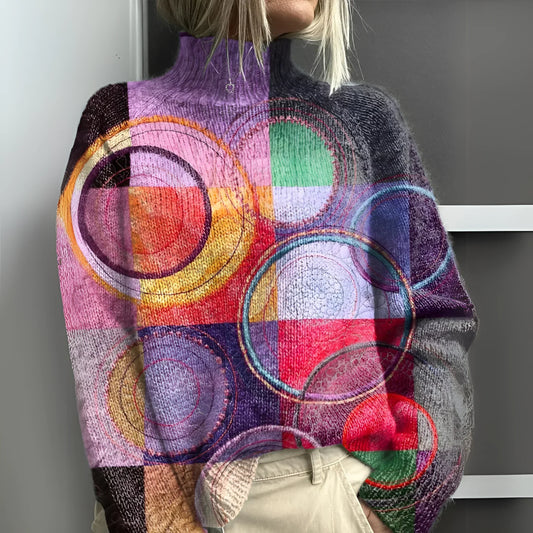Colorblock Knitted Turtleneck Sweater