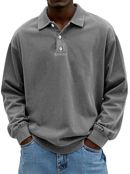 Polo de manga larga estilo vintage para hombre