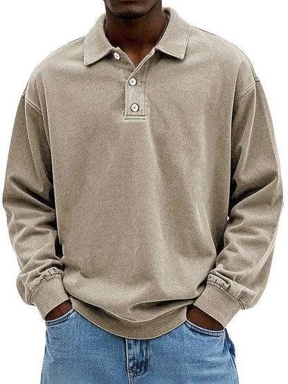 Polo de manga larga estilo vintage para hombre