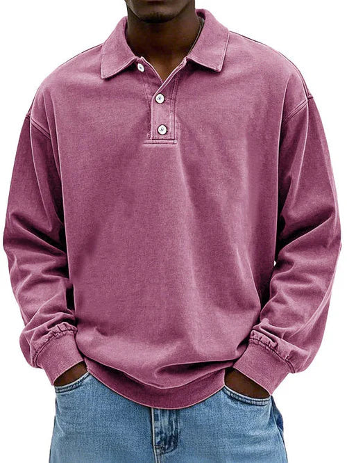 Polo de manga larga estilo vintage para hombre