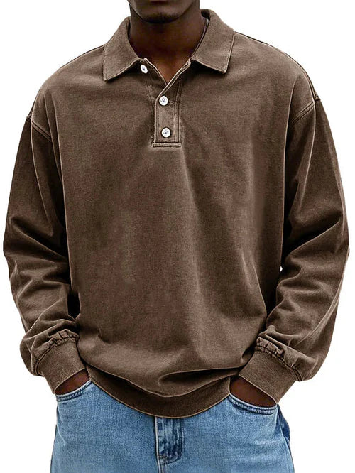 Polo de manga larga estilo vintage para hombre