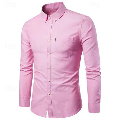 Men's Casual Button-Down Shirt with Chest Pocket