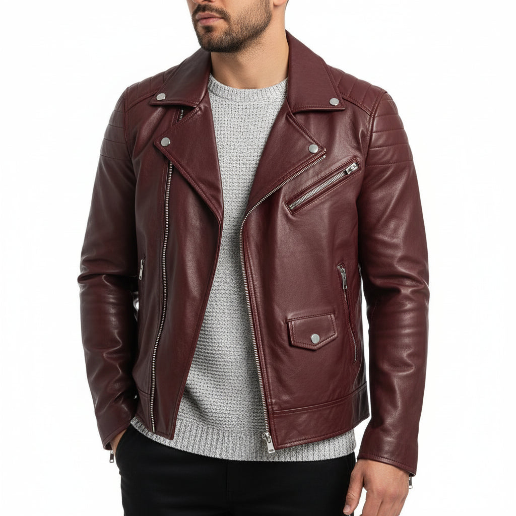 Winter Zip Up Men Leather jacket