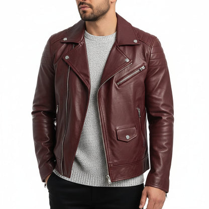 Winter Zip Up Men Leather jacket