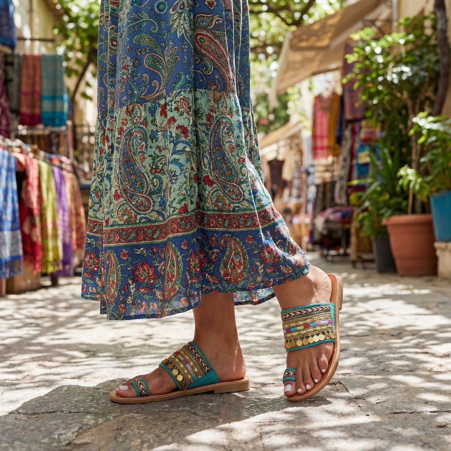 Sandalias Artesanales Tejidas con Borlas