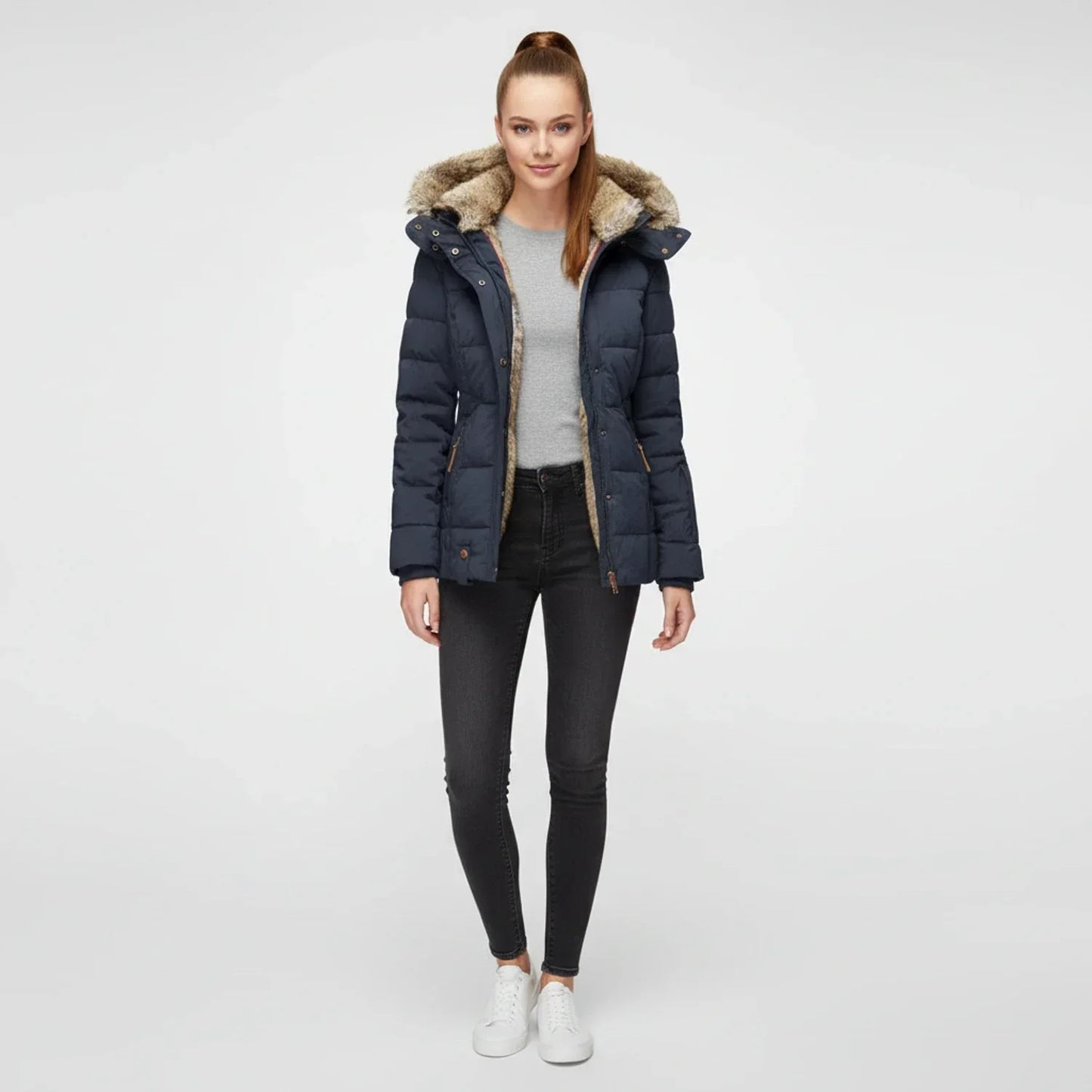 Chaqueta acolchada hinchada con capucha para mujer