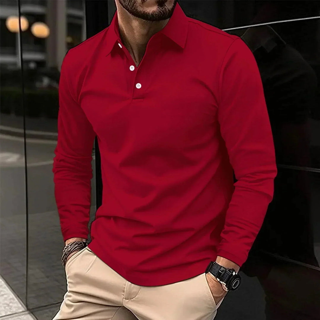 Polo de manga larga de corte moderno