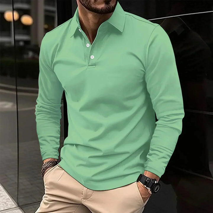 Polo de manga larga de corte moderno