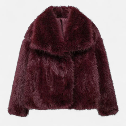 Chaqueta elegante de piel sintética cálida para mujer