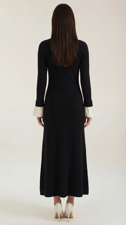 Contrast Cuff Knit Maxi Dress